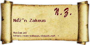 Nán Zakeus névjegykártya
